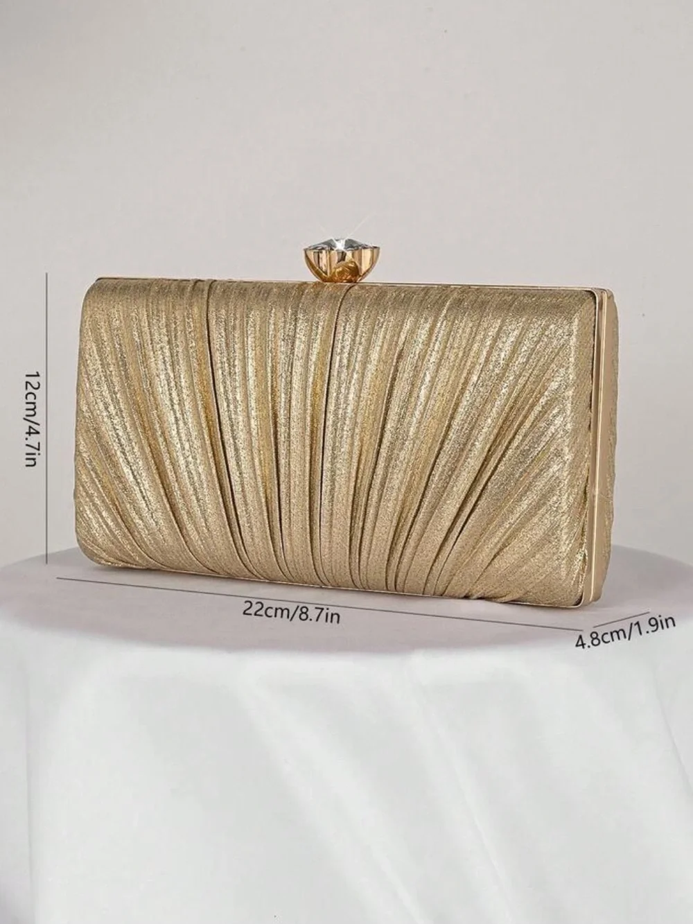 Gold Pleated Evening Clutch - Elegant Women's Bag
